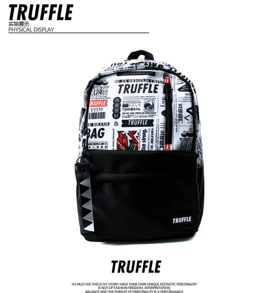 Truffle Graffiti Printed Waterproof Soft Trendy Backpack With 16" Laptop Storage Capacity For Men Unisex T2291M